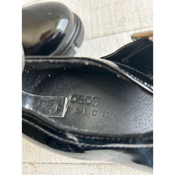 ASOS DESIGN Black Patent Chunky Mary Jane Platform Shoes Buckle Strap Grunge Y2K - Picture 2 of 9